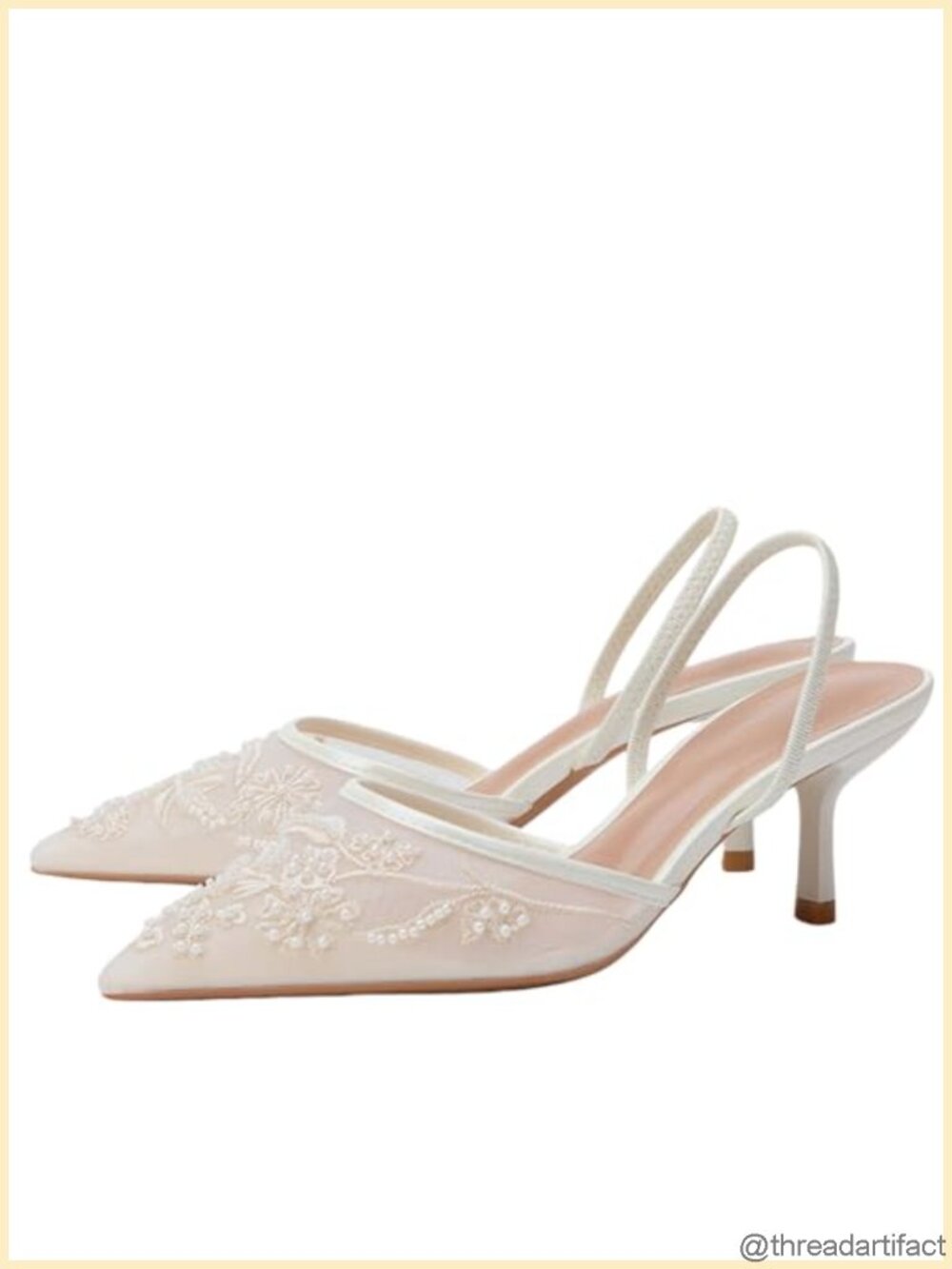 Kitten Heel Mesh Slingback Pumps Pointed Toe Ankle Strap Women's Work Shoes